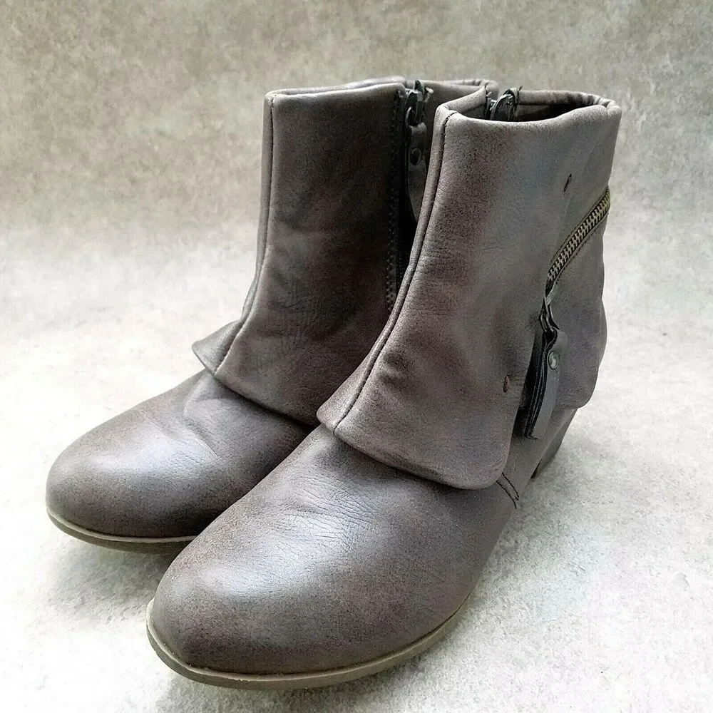 Falls Creek Womens Kinsey  Sz 6 M Brown  2" Heeled Ankle Boot Booties - Picture 3 of 10
